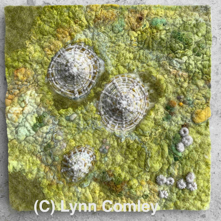 Wet felting workshop with Up and Down Dale felt artist Lynn Comley at Scampston Hall Walled Garden. Learn how to make a rock pool inspired textural wall hanging