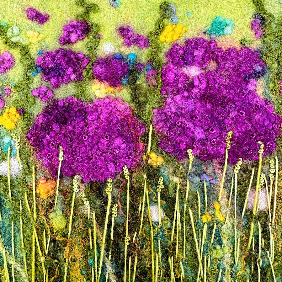 Felt & stitch allium picture by Lynn Comley aka Up and Down Dale 