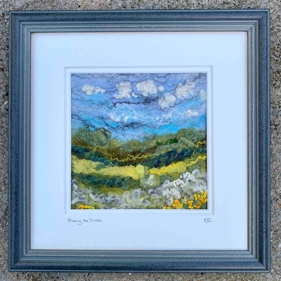 Along the dale is a contemporary felt picture by Yorkshire textile artist Lynn Comley