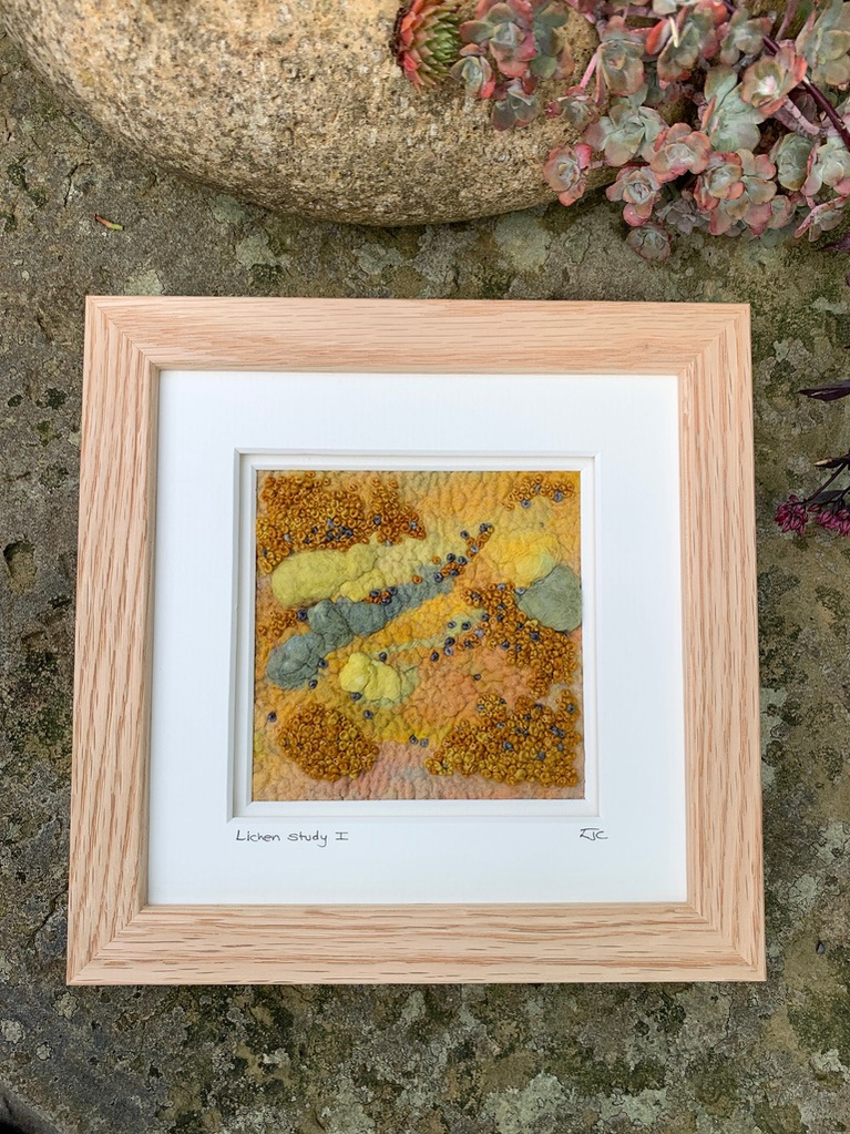Textured felt artwork with hand embroidery by Lynn Comley a Yorkshire based textile artist