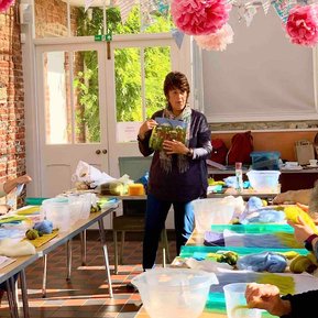 Lynn Comley wet felting tutor flower meadow workshop in Yorkshire 