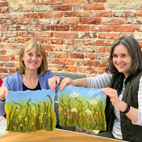 Wet felting workshop at The Bothies, Scampston Hall. Learn to wet felt with Lynn Comley UpandDowndale 
Students work