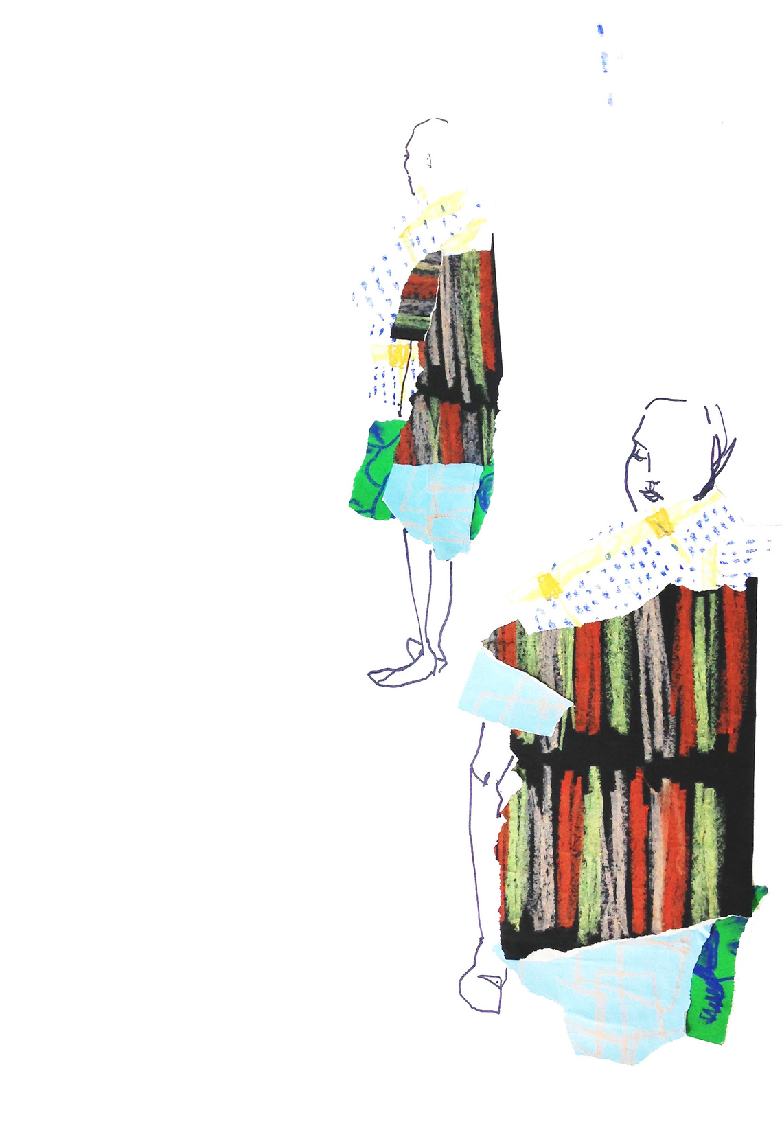 Fashion Illustration drawing collage by Ciorstaidh Monk