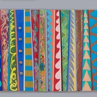 False Pretends-Multicolored Abstract Art Painting With Various Patterns and Shapes. 