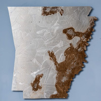 Arkansas- State of Arkansas Shape in Aluminum With Etched Abstract Ties.