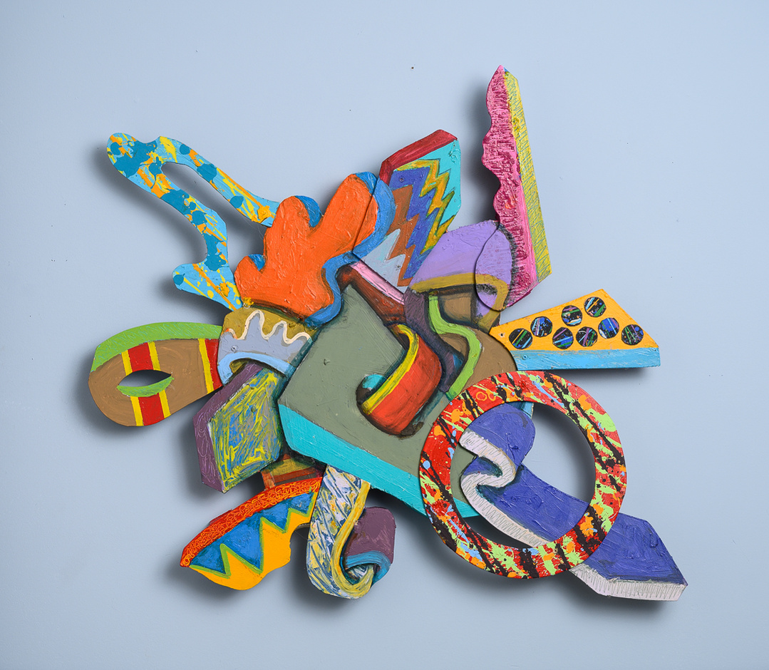 BackStreet Dreams-Multicolored Abstract Art Piece Hung on A Wall With Various Shapes that Resembles Ties. The Ties are Bent in Various Ways. 