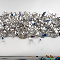 All Tied Up -Large Abstract Aluminum Art Piece Hung on A Wall.