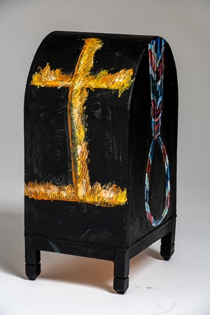  Conversation With The Proud Boys Detail - Black Mailbox With a Burning Cross On the Back