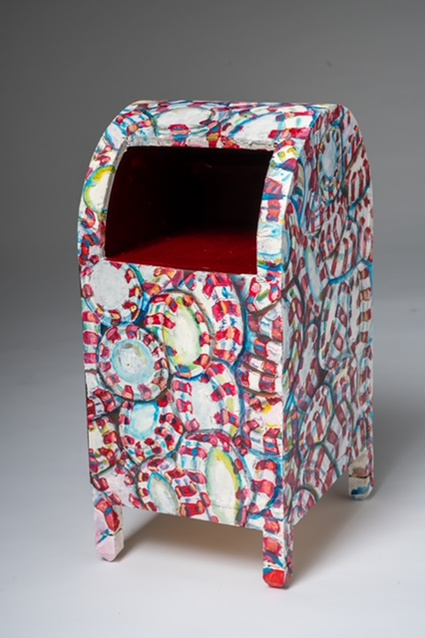Peppermint- Mailbox with Painted Red and White Peppermints