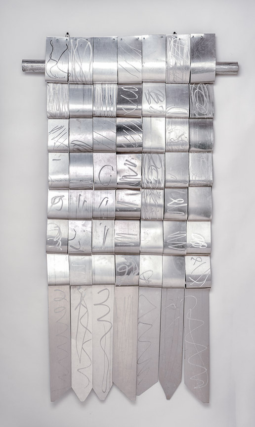 Another Handwriting- Silver Art Piece That Resembles A Blanket 