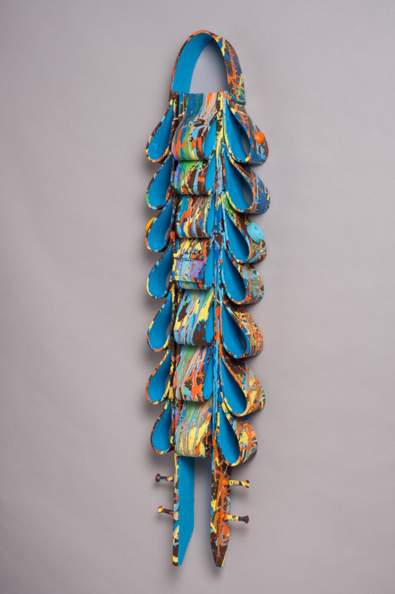 For Tamia- Sky Blue Totem in the Shape of Ties with Multicolor Splatter.