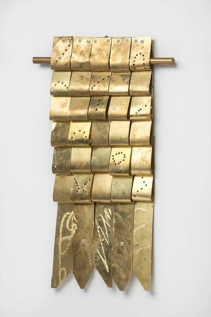 Shades Of Hope I-Gold Art Piece That Resembles A Blanket 