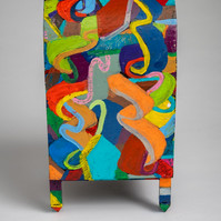 Coat of Many Colors Back- Back of a Mailbox with Abstract Shapes and Various Colors