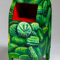 Watermelons-Mailbox with Painted Green Watermelons