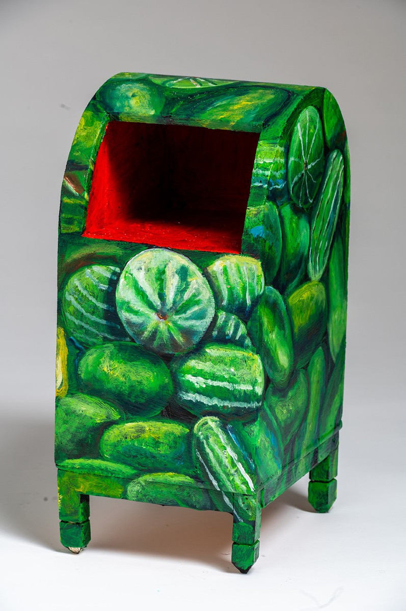 Watermelons-Mailbox with Painted Green Watermelons