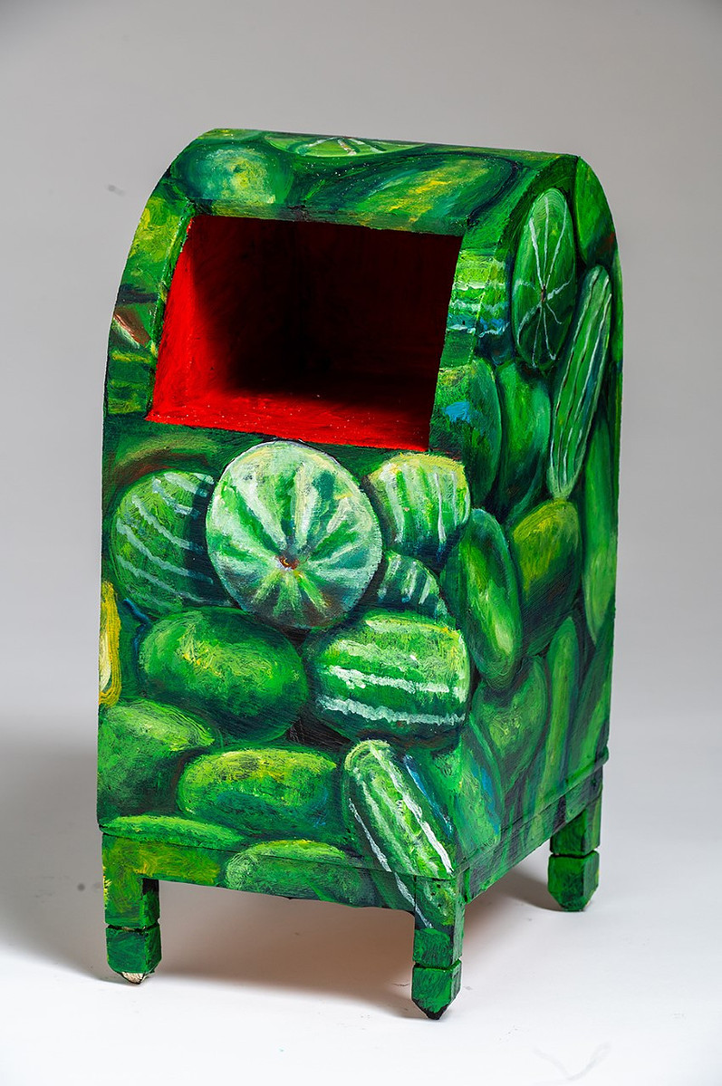 Watermelons-Mailbox with Painted Green Watermelons