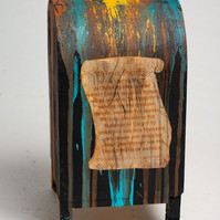 Preamble Detail- Mailbox with Various Color Splatter and the Constitution of The United States