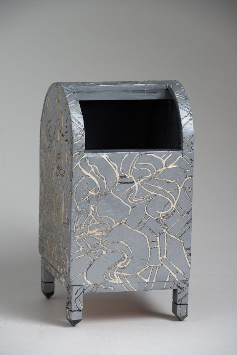 Aluminum - Silver Mailbox with Abstract Shapes