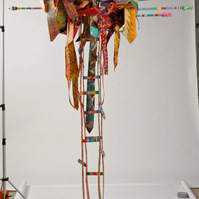 Jacob's Ladder- Abstract Ladder With Abstract Ties On The Top. The Ladder and Ties Are Multicolored.