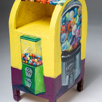 Bubble Gum Machine - Yellow Mailbox with Painted Bubble Gum Machine
