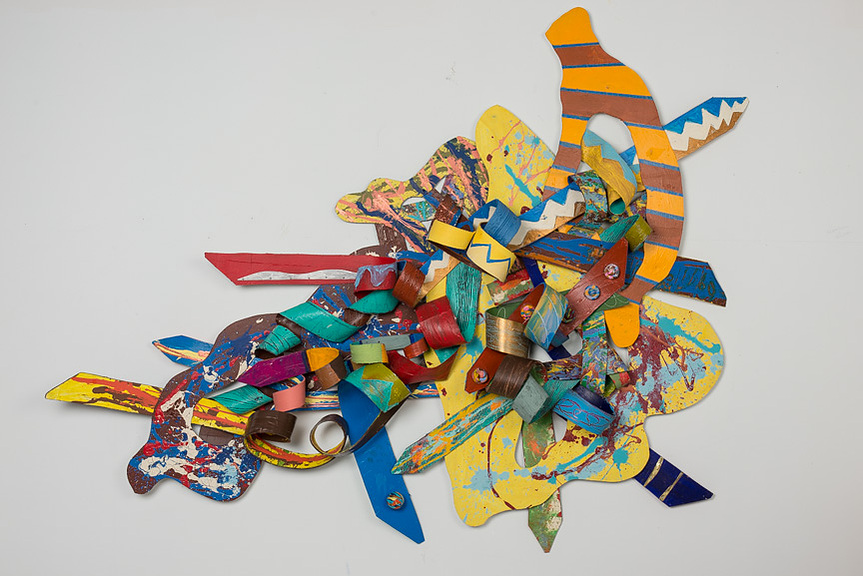 Moving Forward 83x107x9 Mixed Media on wood Ken and Cynthia PrincePrivate Commission Stone Mountain GA-Abstract Art Piece Mixed Media on Wood.  With Various Shapes And Warm Colors.