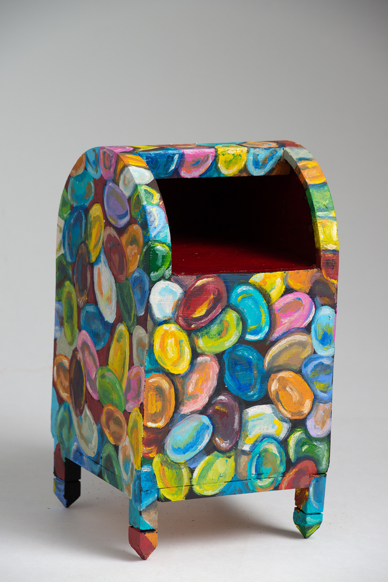 Jelly Beans - Mailbox with Painted Jelly Beans of Various Colors.