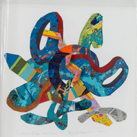Watchin Hope-Abstract art painting with multiple colors and smooth shapes. This painting has mostly cool colors and with a hint of warm colors.