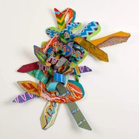 Can't Find My Way Home-Multicolored Abstract Art Piece Hung on A Wall With Various Shapes that Resembles Ties. The Ties are Bent in Various Ways. 