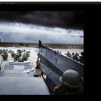 Photo editing a image using Imerge Pro of the D Day landing on the beaches of Normandy