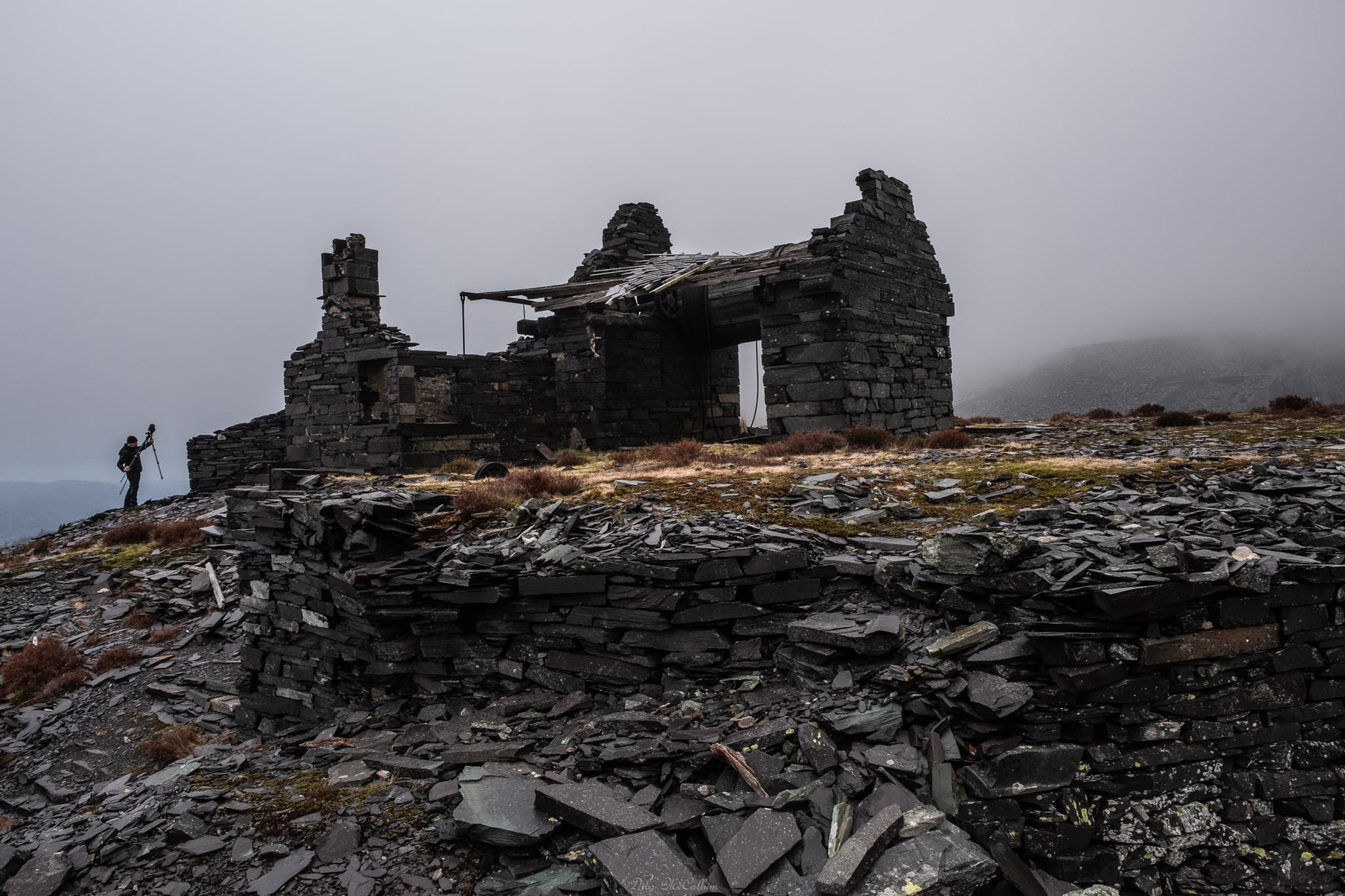 Derelict building in dinorwic quarry  in wales. A abandoned slate mine