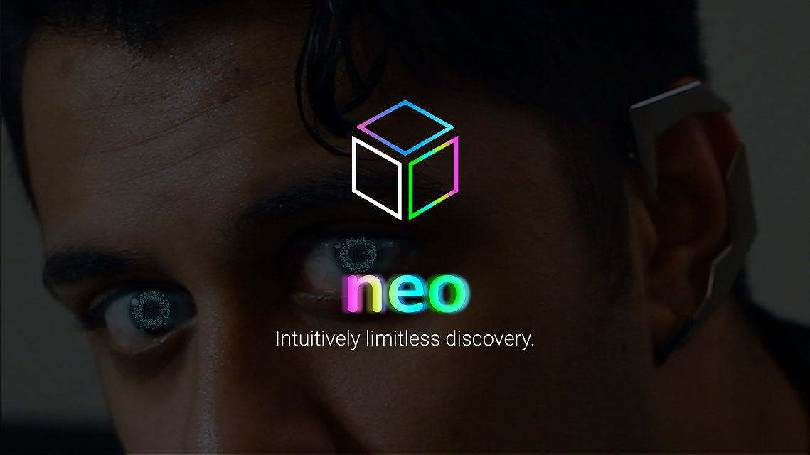 Close up of a dude with blue eyes and a glowing cube