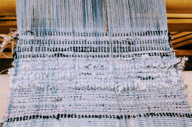 sample of scrap weaving, sustainable weaving 