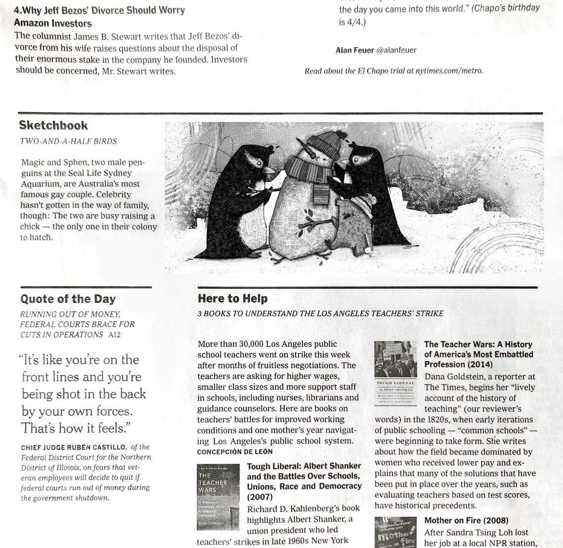 Two birds and a half newspaper mock-up