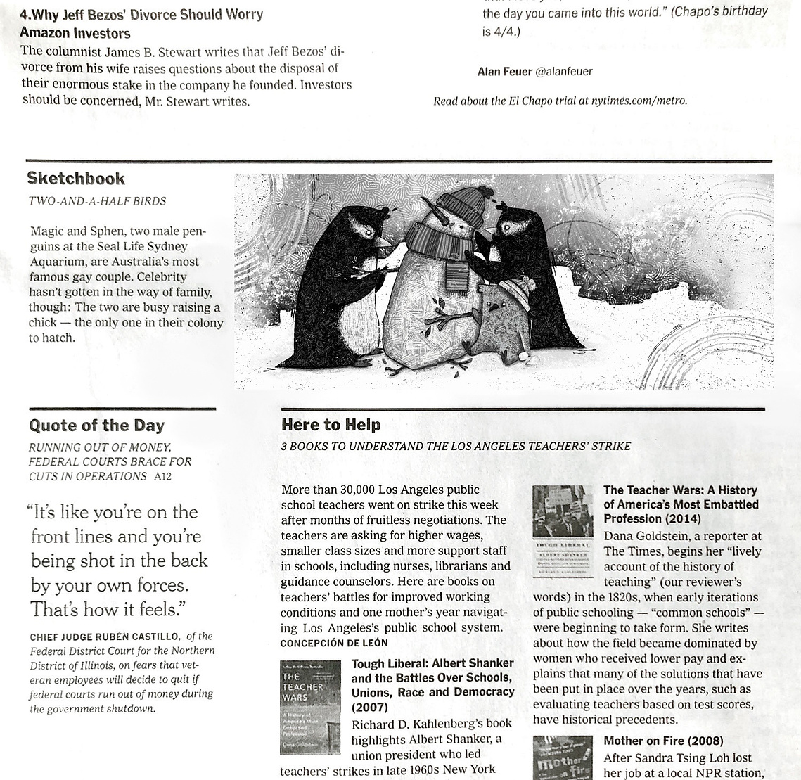 Two birds and a half newspaper mock-up