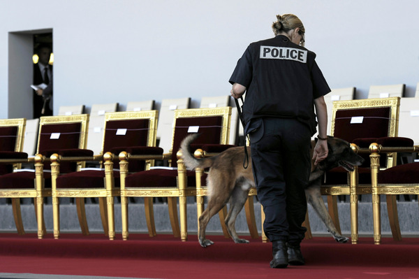 tribune presidentielle, deminage, police nationale, brigade cynophile, chien