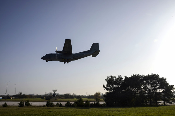 avion de transport militaire Transall de l'armee de l'air francaise, exercice d'evacuation de ressortissant..Exercices international Airex, exercice regroupant les armees de l'air d'Allemagne, Espagne, France, Italie, Belgique, Pays Bas, Grande Bretagne e