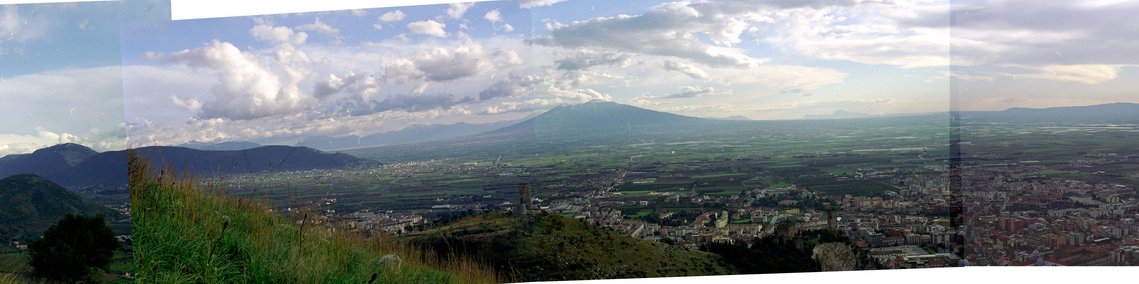 Unprocessed set of analog photos to create a panoramic view of the Terra di Lavoro as seen from Maddaloni, South Italy