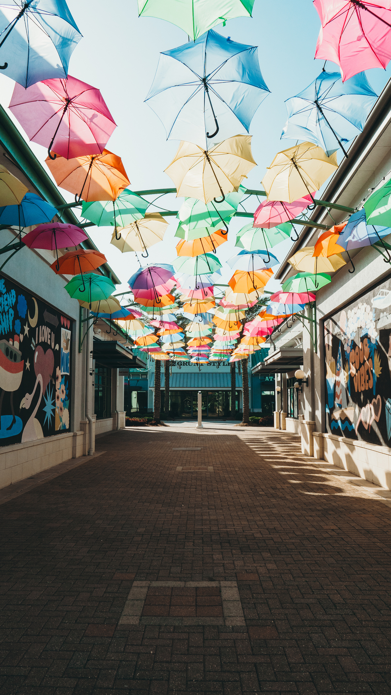 Umbrella walk way in Destin Florida.