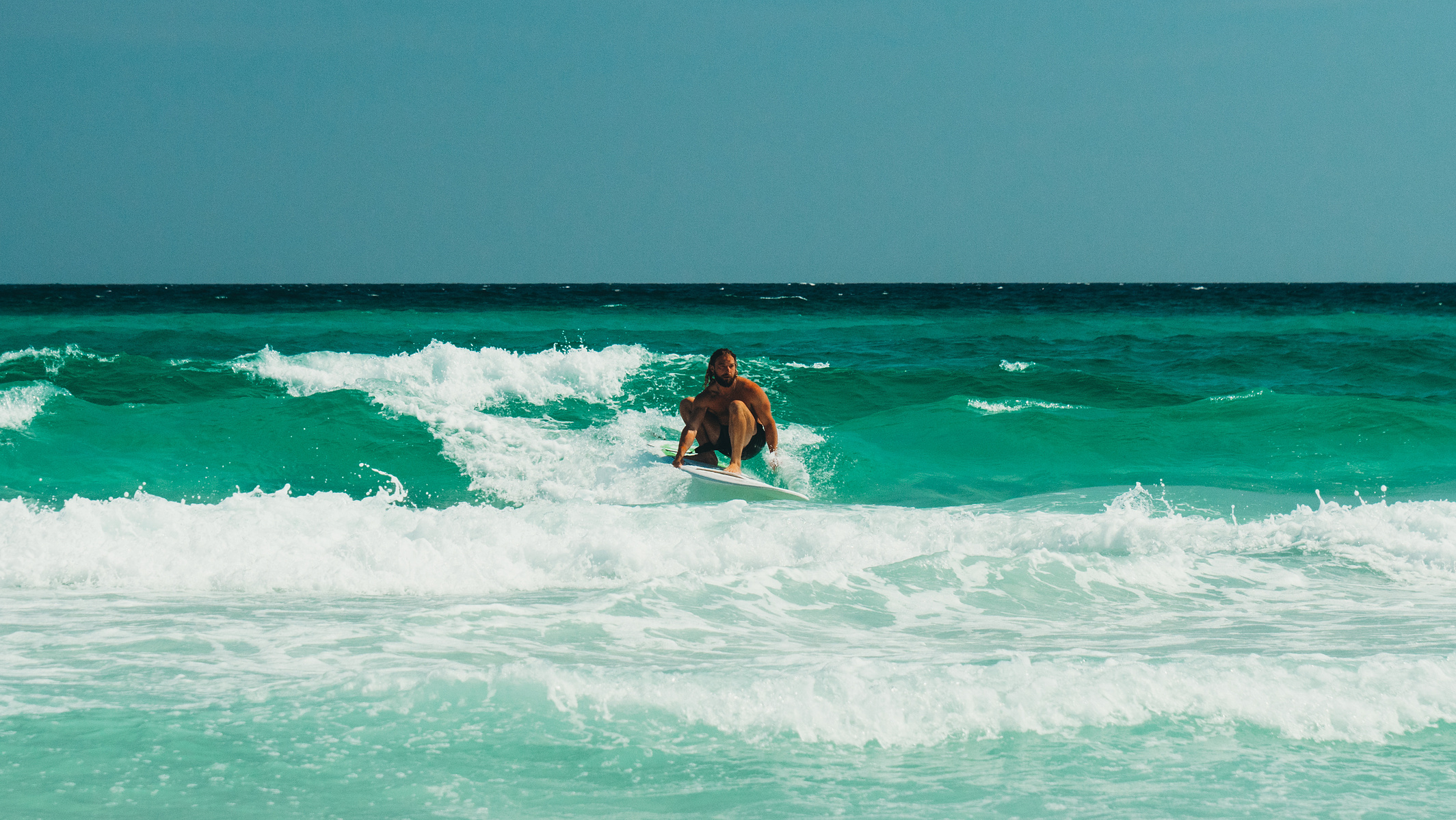 Surfing on the waves.