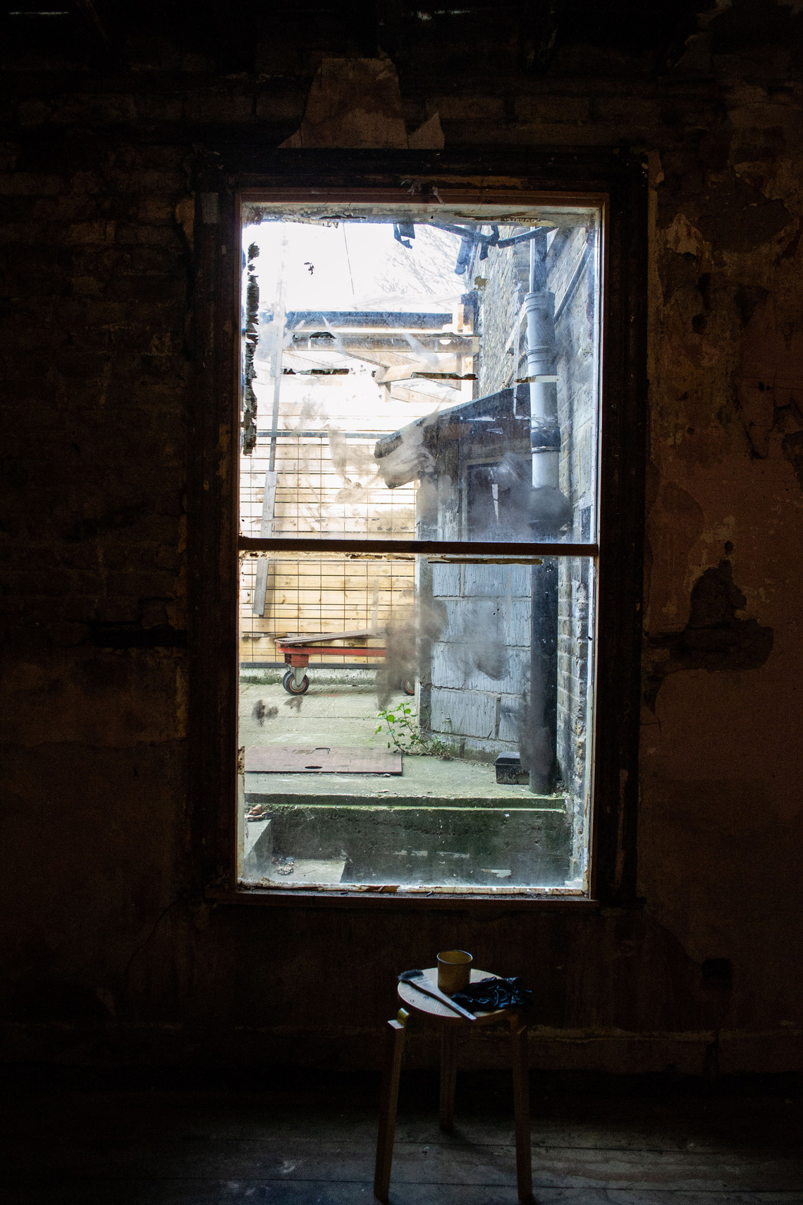 Untitled, 2022. Site specific, body impression on window located at Safehouse 2, Peckham.
Installation shot - Fungai Marima; image courtesy of artist.