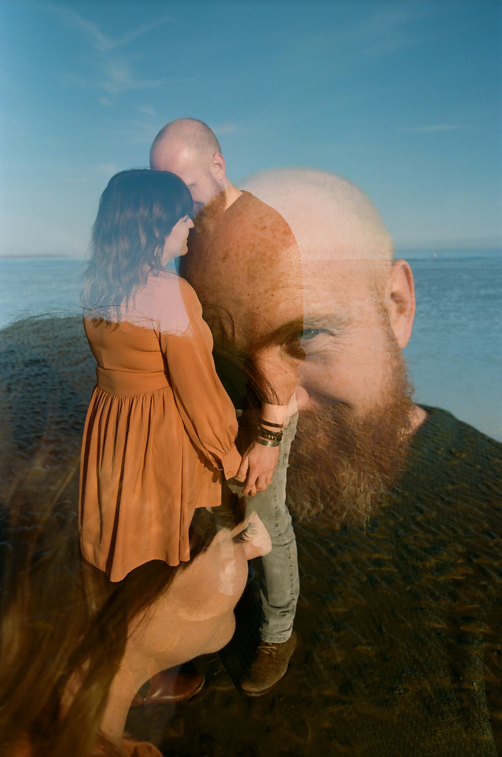 film photography couples love brighton beach UK multiple exposure