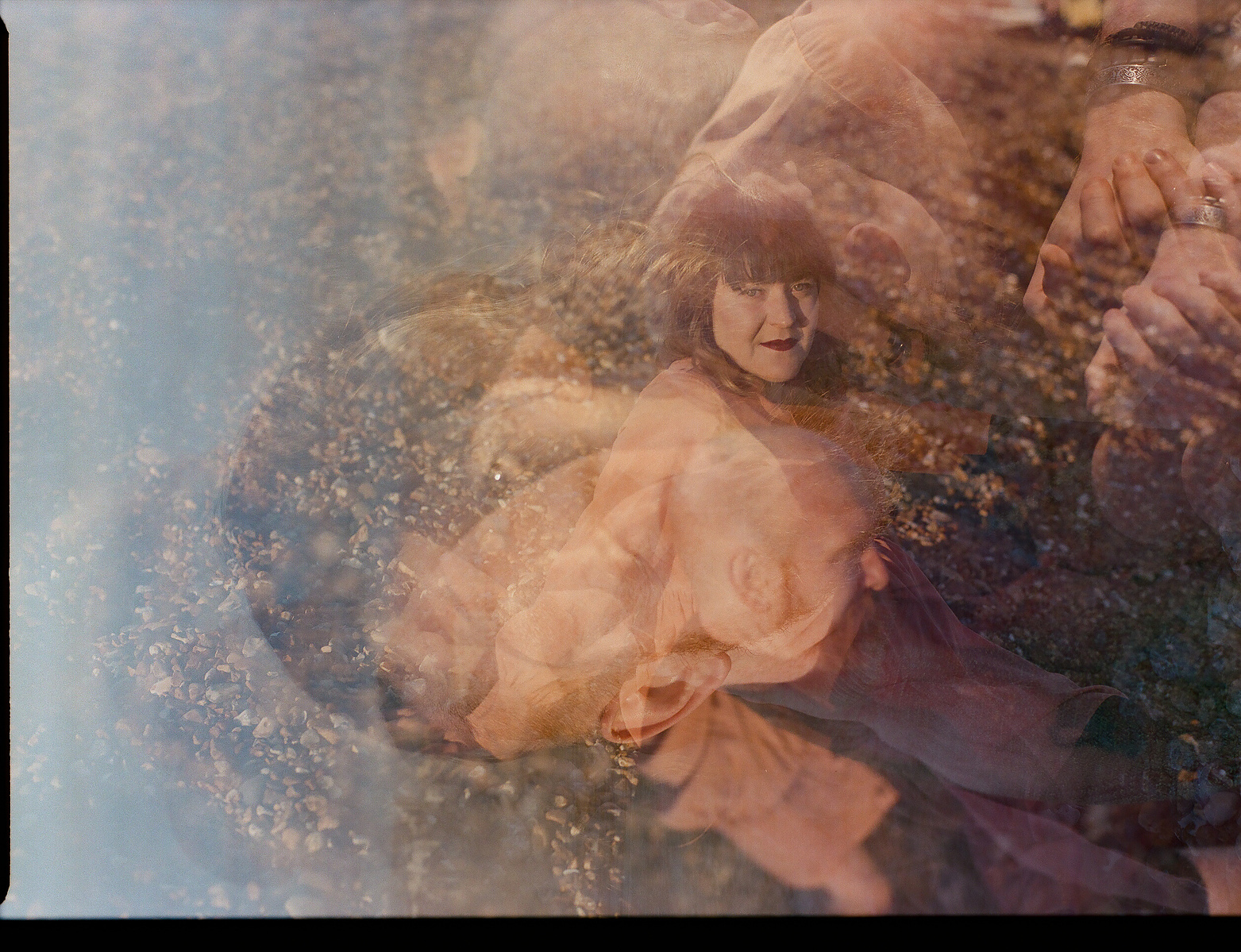 film photography couples love brighton beach UK multiple exposure