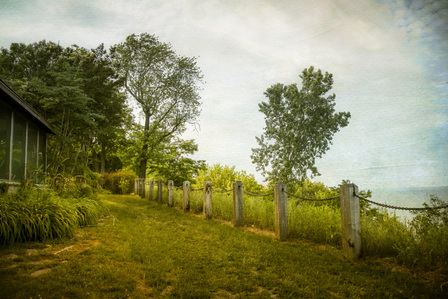 Photo-impressionist landscape with a wood fence