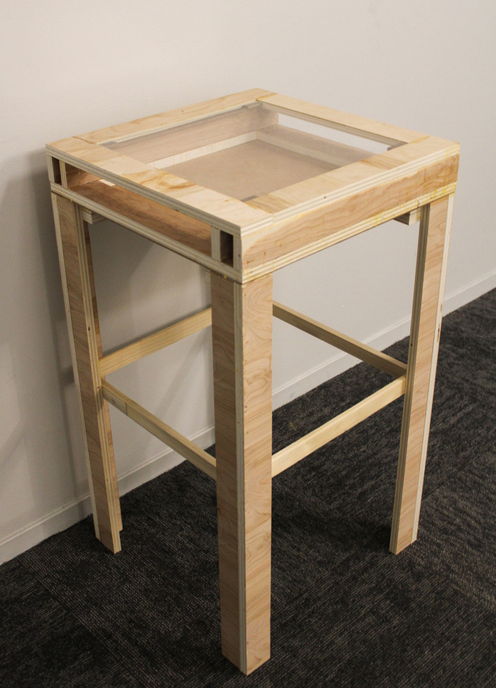 wood and plexiglass 4X1 1/2 ft