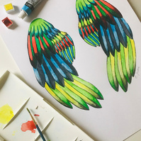 Elina Sondore Illustartions. Wings Art watercolor.