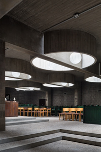 Step leading to the Interior prayer hall of the Roman Catholic Church designed by Aldo Van Eyck.