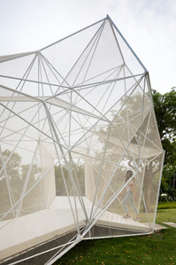 A girl entering the Airmesh designed by Airlab.