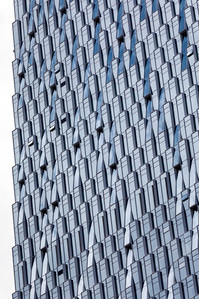 Abstract close-up of the facade design of Tencent Seafront Towers in Shenzhen designed by NBBJ.