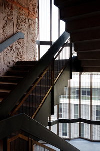 The stairwell of NTU Learning Hub in Singapore designed by Heatherwick Studio.