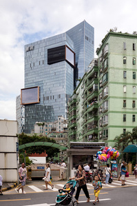 Streetview of the neighbourhood with Tencent Seafront Towers in Shenzhen, designed by NBBJ ,in the background